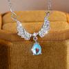 Trendy Silver Color Shiny Zircon Angel Wings Water Drop Pendant Necklaces For Women Wedding Jewelry Gifts