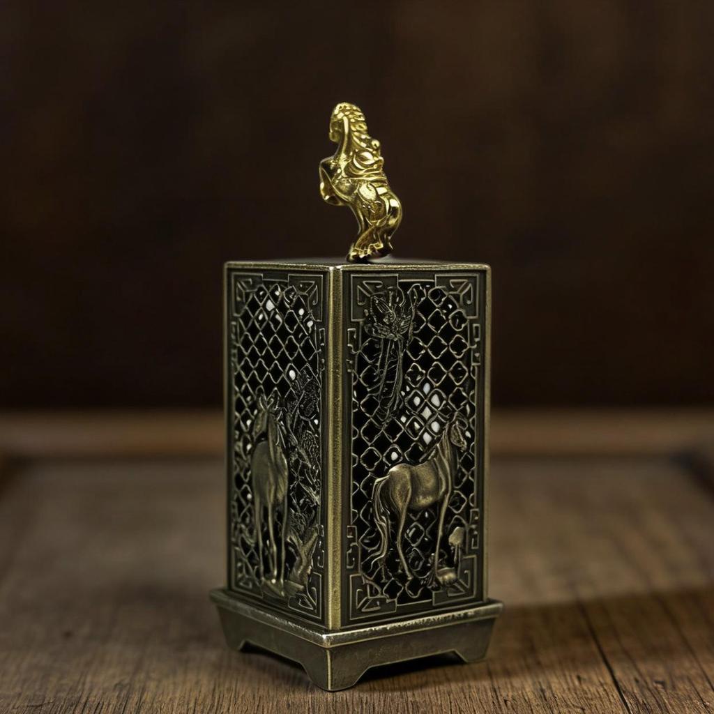 Immediate Wealth Creative Alloy Small Incense Burner: Standing Heart-Blessings Incense Aroma Ornament