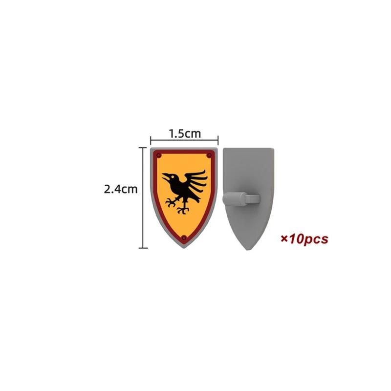 MOC Medieval Red Lion Black Eagle Castle Soldier Knight Horse Mount Building Block Military Figure Vest Armor Flag Toy Gift B036