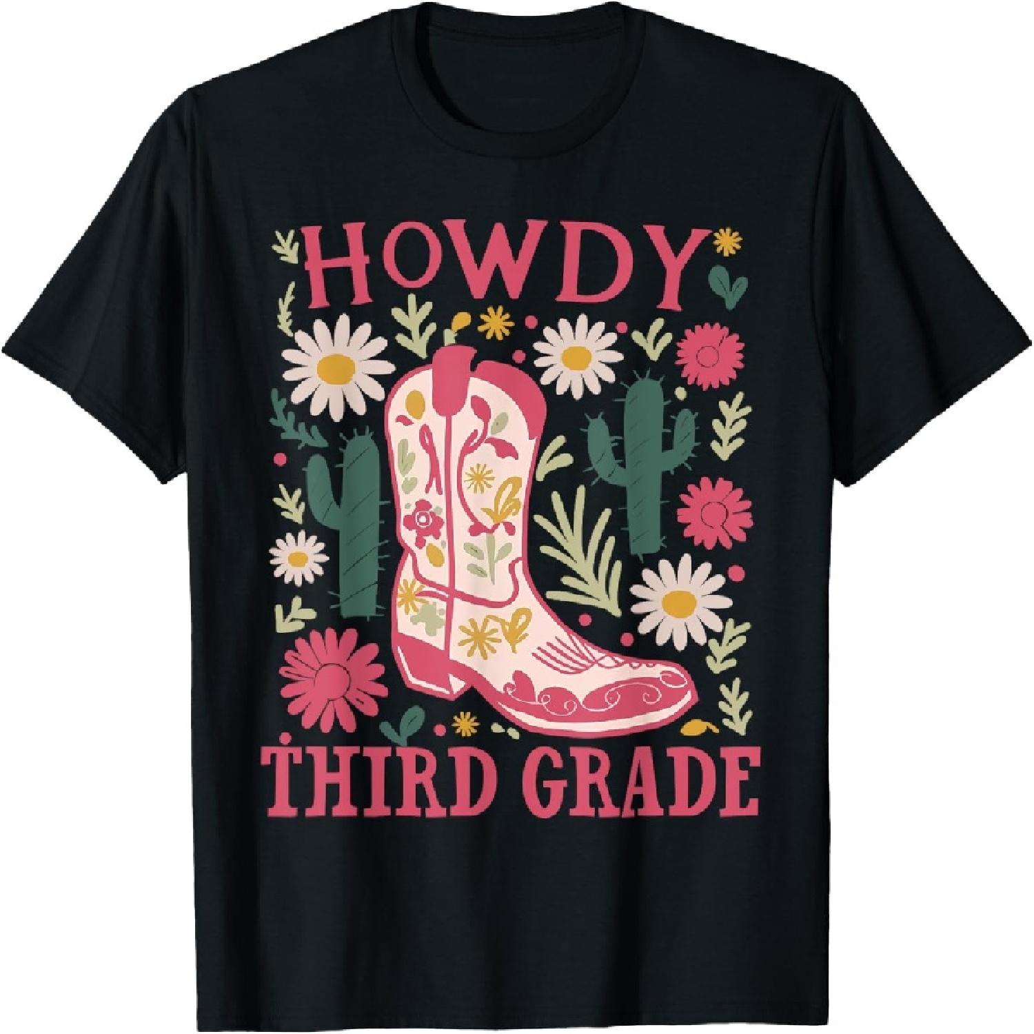 

Vintage Howdy Back to School Third Grade Western Cowboy T-Shirt XXXXXL різнокольоровий