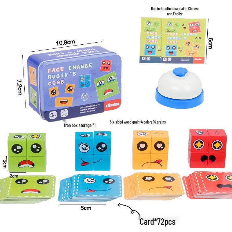 Smiley Face Magic Cube: Educational Building Blocks & Interactive Parent-Child Tabletop Game
