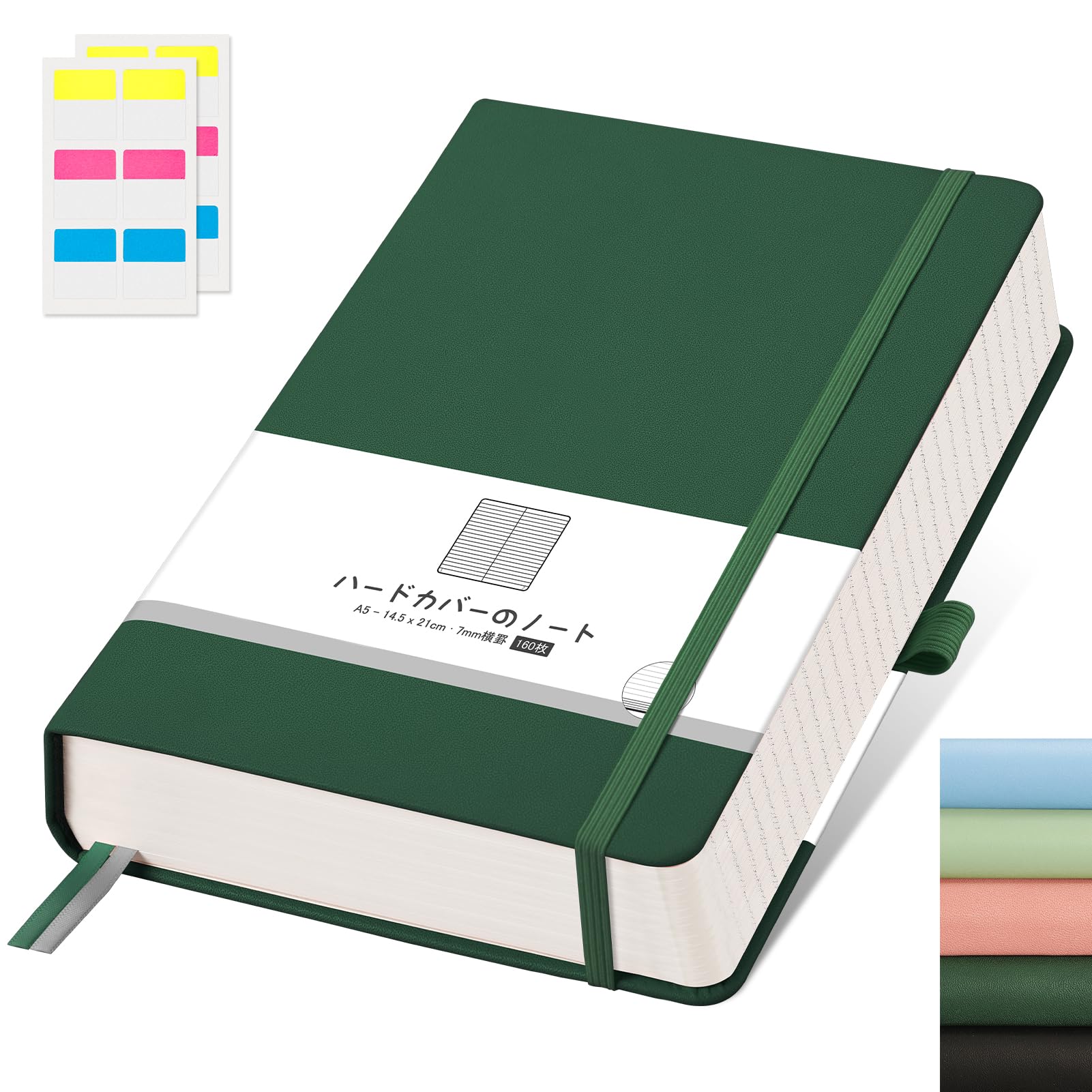 

AHGXG A5 Горизонтальная в линейку A 160 Классический W x Для учебы в колледже Путешествий Зеленый блокнот, (7 мм в клетку), Листы, Блокнот, Размер 14,6 см 21,3 см В, Дневник, Журнал, зелёный