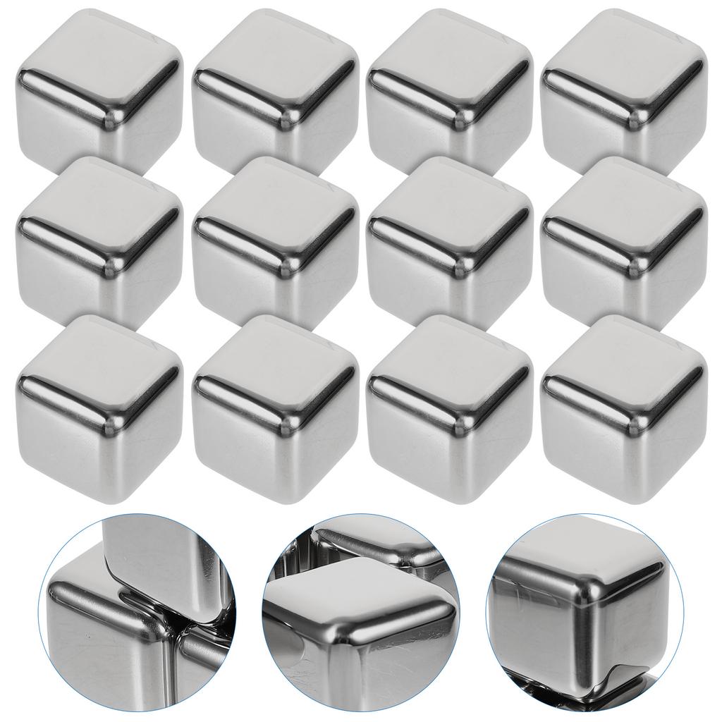 12 Pcs Metal Ice Cubes Whiskey For Accessories Stone 304 Stainless Steel Practical