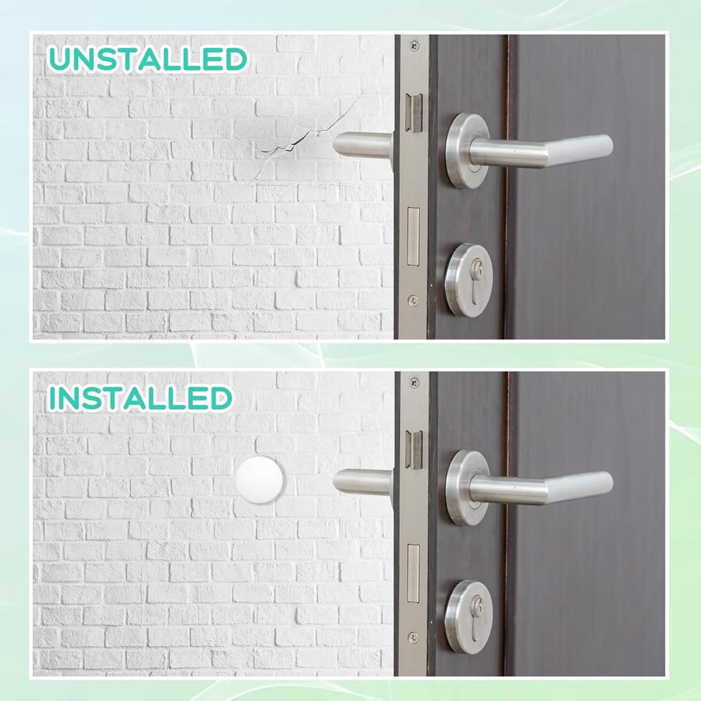 Door Stopper Wall Protector, 12PCS Door Knob Stoppers Walls Protector with Strong Back Adhesive 2 Inch White Round Protect Wall Surfaces for Shock