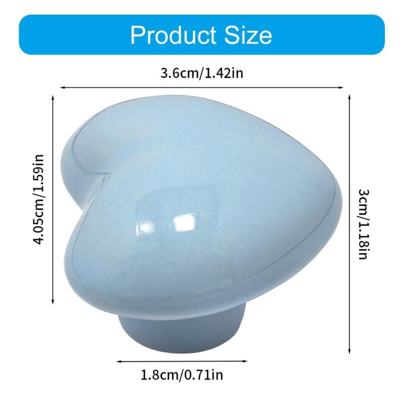 Playful Heart Shaped Ceramic Knobs Charming Ceramic Heart Cupboard Pull Simple Installation for Children Smooth Surfaces