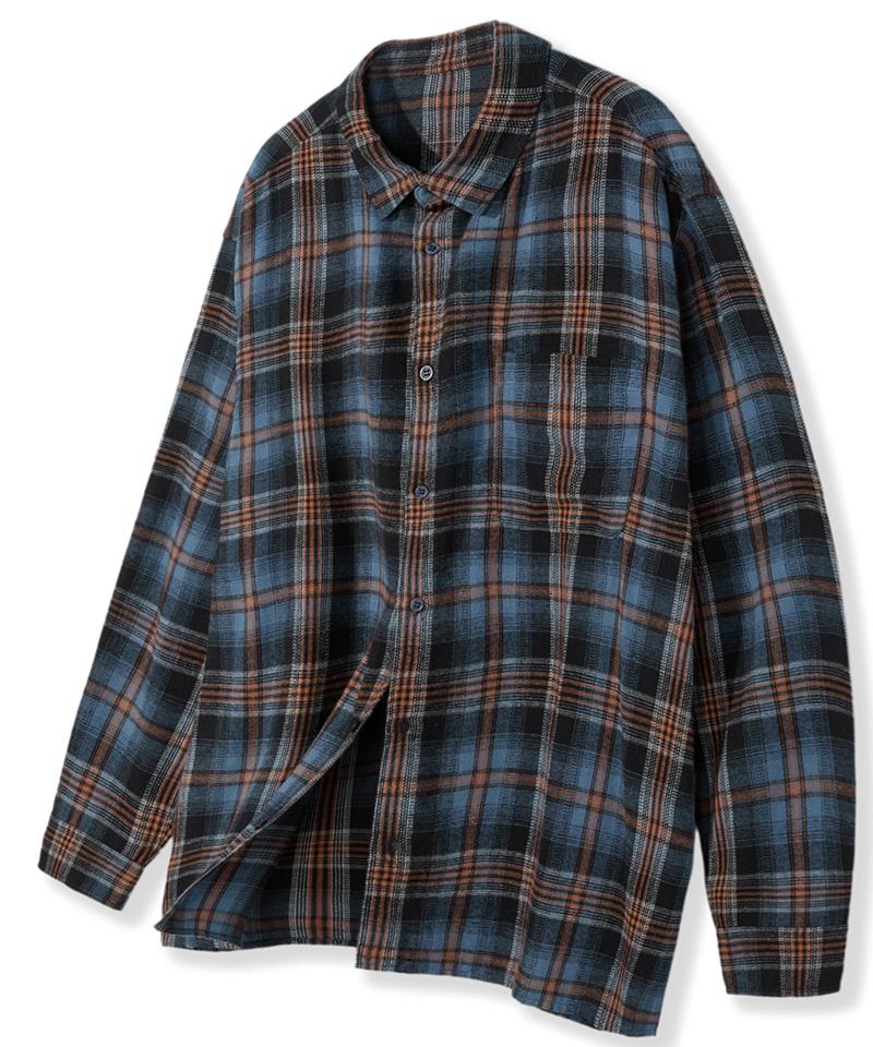 Nod You Nsc Vintage Nerd Two-Tone Oversized Tartan Check Long Sleeve Shirt [Navy] M