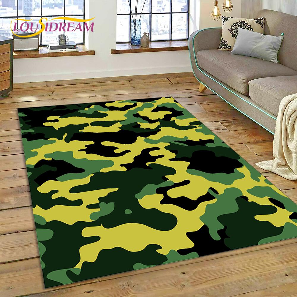 2025 Colorful Camo Green Camouflage Carpet Rug for Living Room Bedroom Home Sofa Decoration Play Area Rug Non-slip Floor Mat