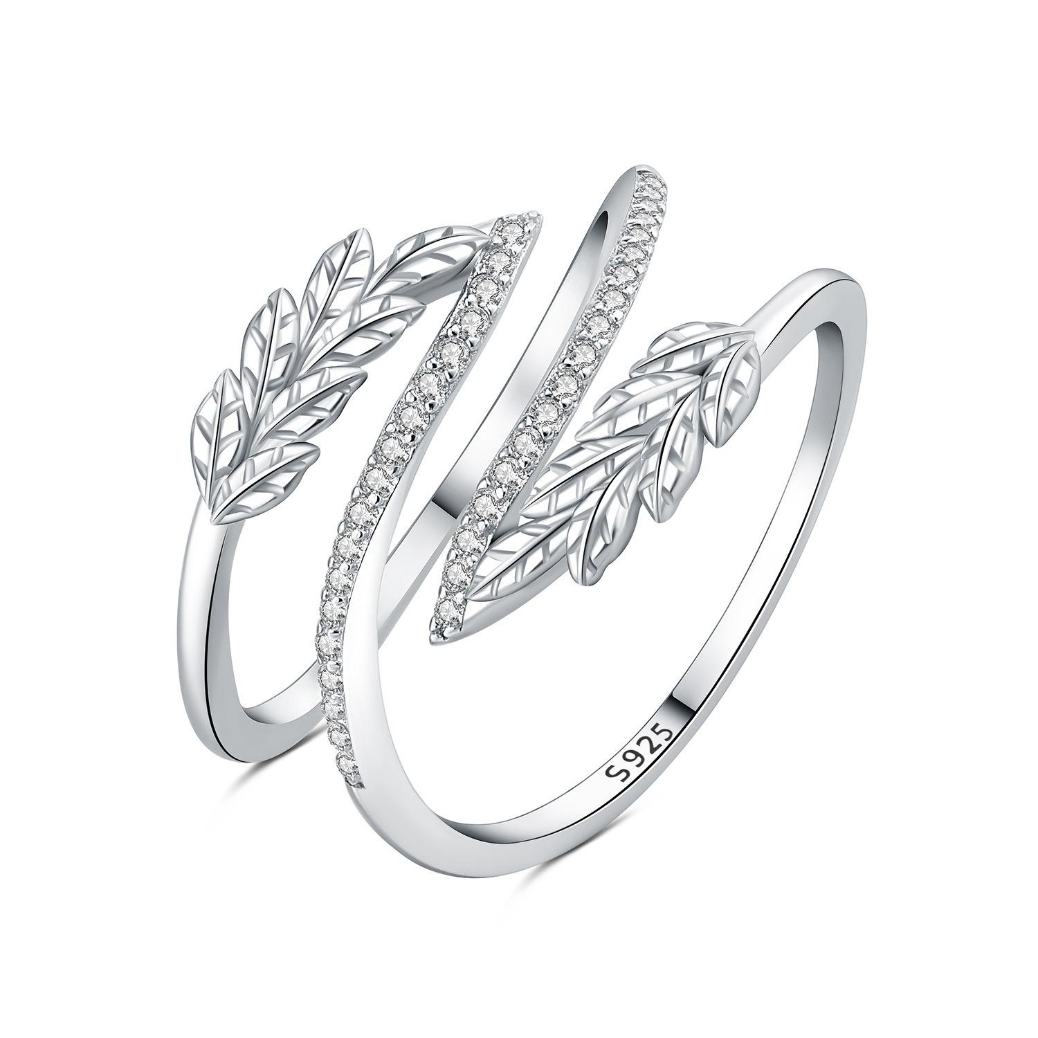 

Кольцо женское 925 пробы серебро ниша элитный свет роскошь бесцветный полый лист бабочка открытое кольцо ювелирные изделия подарок