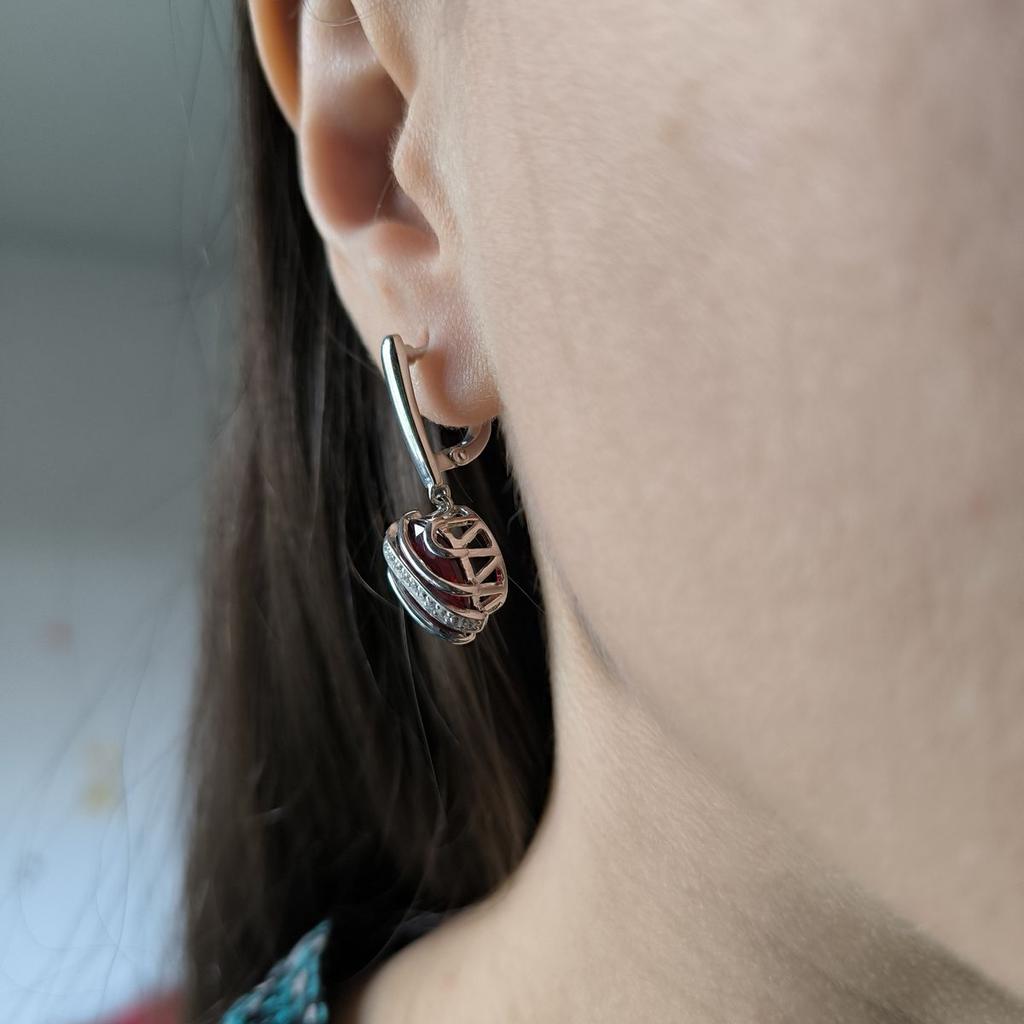 Серебряные серьги с натуральным гранатом 8.463ct (2182221)