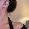 Elegant Rhinestone Flower & Water Drop Tassel Earrings - High-End Fashion Ear Cuffs