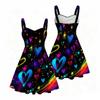 Women Plus Size Spaghetti Strap Off Shoulder Dress Swirl Tie Dye Star Patriotic Print Swing Dress