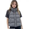Womens Knit Fake Two-Piece Puffer Vest Stand Collar Fashion Casual Winter Outerwear