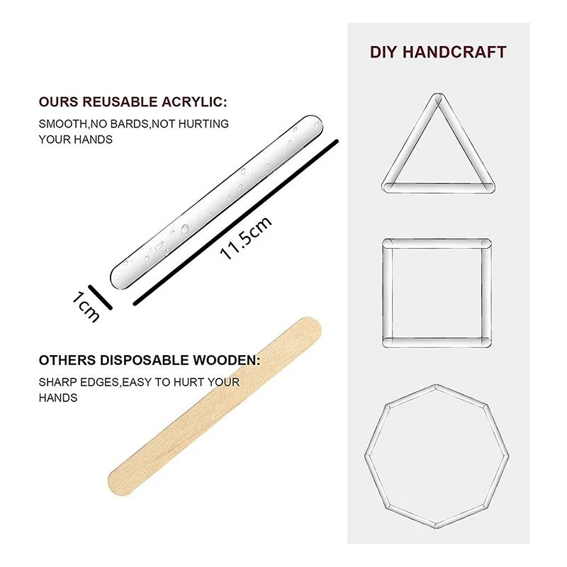20Pcs Reusable Ice Cream Sticks Acrylic Popsicle Stick Clear Acrylic Ice Cream Sticks DIY Crafts BJL004