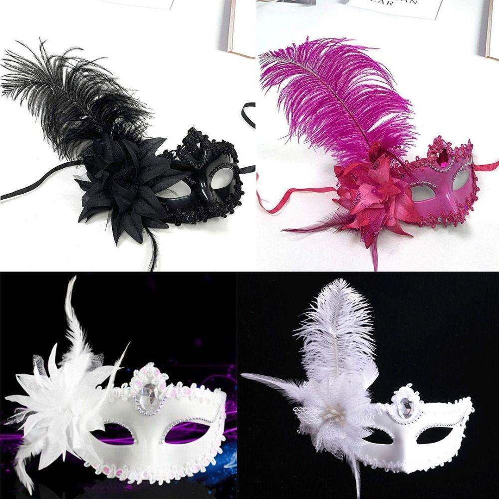 Blumen Feder Maske Mehrfarbig Halloween Festival Party Maske Kostüm Halbgesichtsmaske Damen