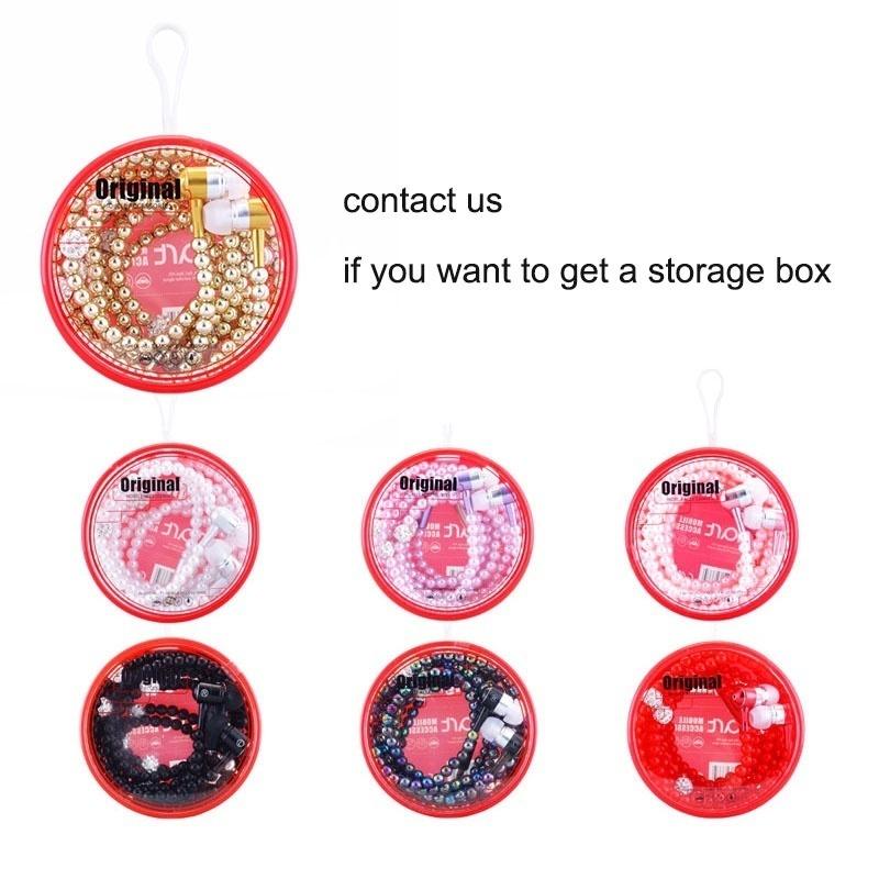 Stereo Pearl Headset Necklace Earphone In-ear Earbud Headphone 3.5mm Fashionable Pearl Necklace Headphone