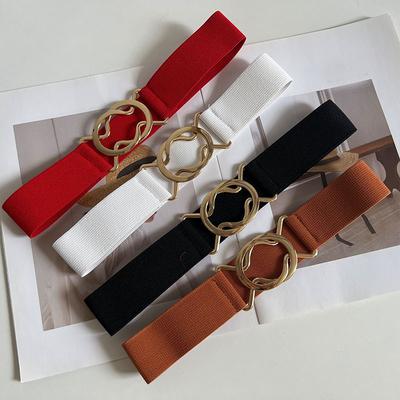 Wide Belt Women'S Simple With Dress Coat Decoration Black Belt Women'S Elastic Elastic Waist Seal