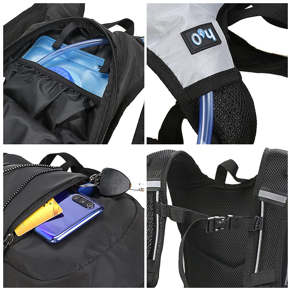 SIUKE Hydration Backpack 8L Reflective Cycling Hydration Backpack Outdoor Sports Running Hiking Backpack Travel Daypack Shoulder Bag High-Visibility