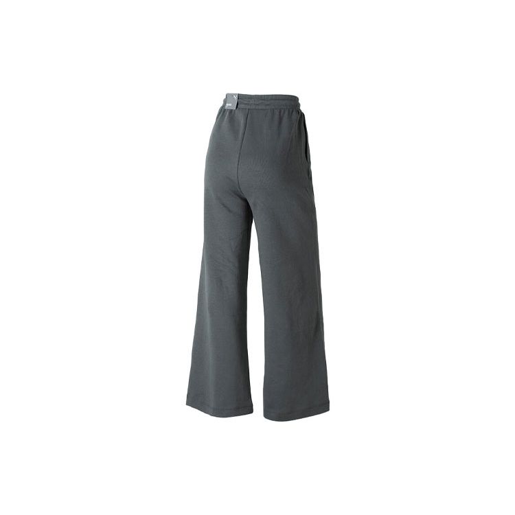 Puma Letter Embroidery Loose Wide Leg Running Training Fitness Knitted Sports Pants Women Pants Dark-Gray 626045-80