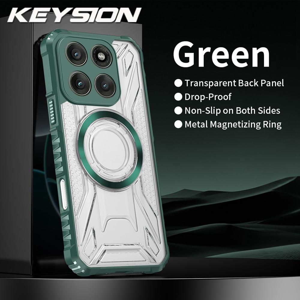 KEYSION Transparent Magnetic Case for Motorola Edge 60 Pro 5G Silicone+PC Shockproof Phone Back Cover for for Edge 60 Fusion 60S
