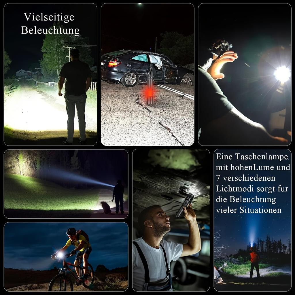 LED Flashlights, 90000 Lumens Zoomable 7 Modes Rechargeable Flash Light For Outdoor Home Hiking Camping Essentials