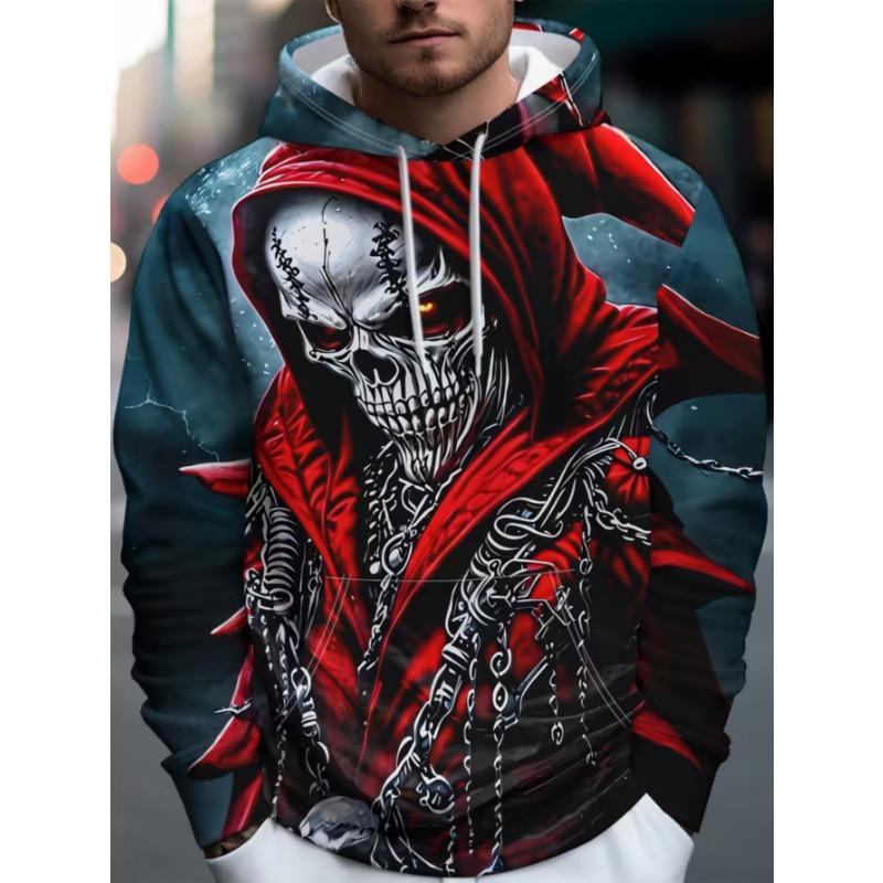 Men's Trendy Street Hooded Sweatshirt with Printed Design, Featuring a Hood Strap. Suitable for Daily Outings and Casual Gatherings.