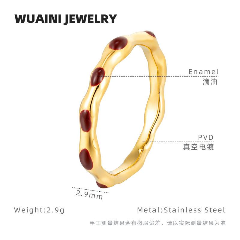 

Бургундское каплевидное кольцо из эмали, нишевый женский дизайн, кольцо высокого класса, титановая сталь, не выцветает, аксессуары в стиле холодного ветра 9