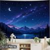 2D Flat, 1pc Oversized Horizontal Starry Night Lake Tapestry - Wall Hanging Suitable for Decorating, Bedroom,, Dorm - Modern Minimalist Night Sky Wall