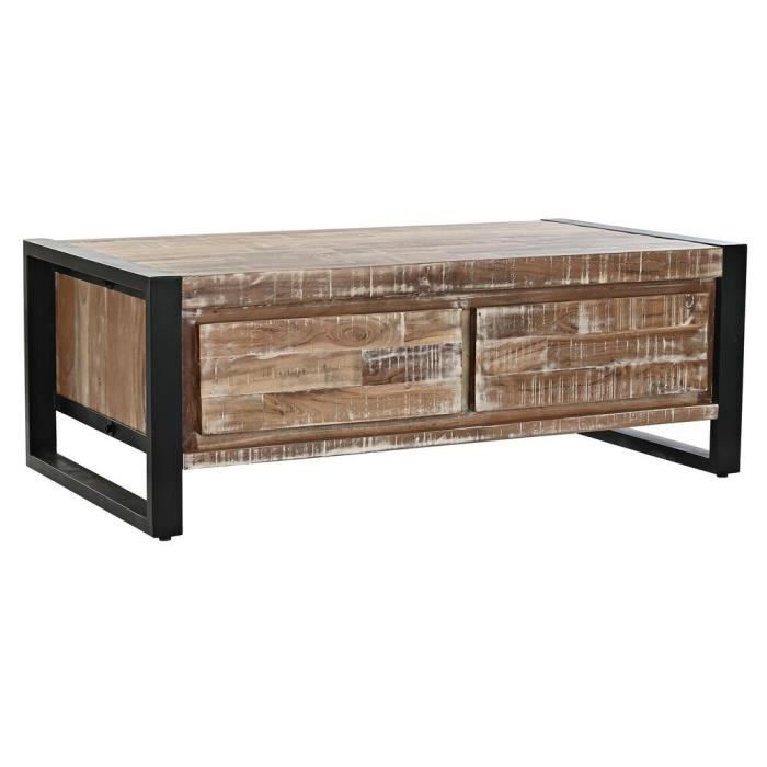 Table basse - Alpin - Acacia - Métal - 110 cm - 2 tiroirs - Design élégant