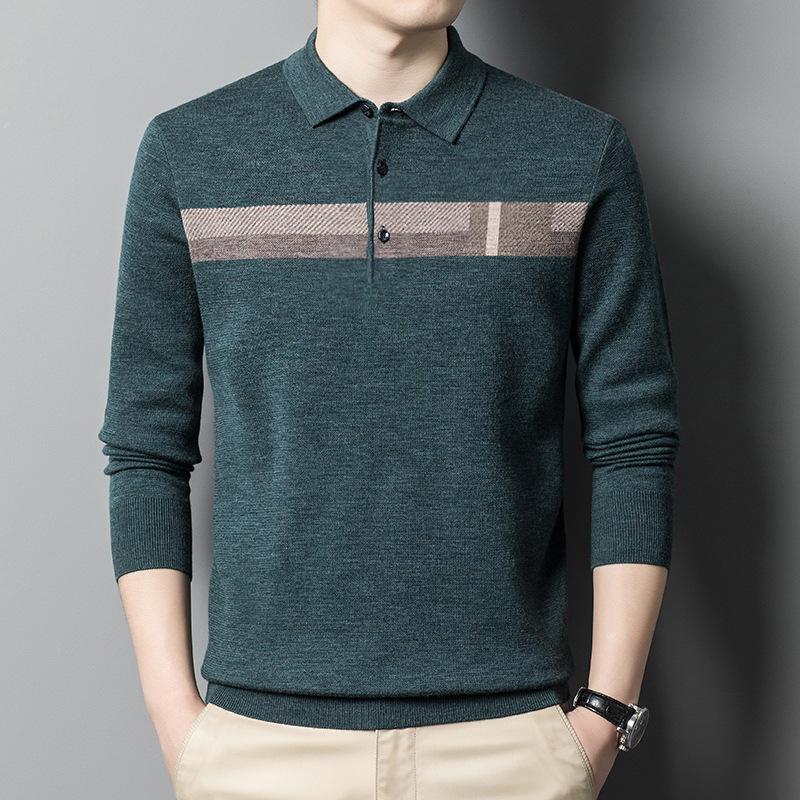 

Осенне-зимний мужской шерстяной свитер с лацканами и внутренней полоской, толстый мужской шерстяной свитер 3XL