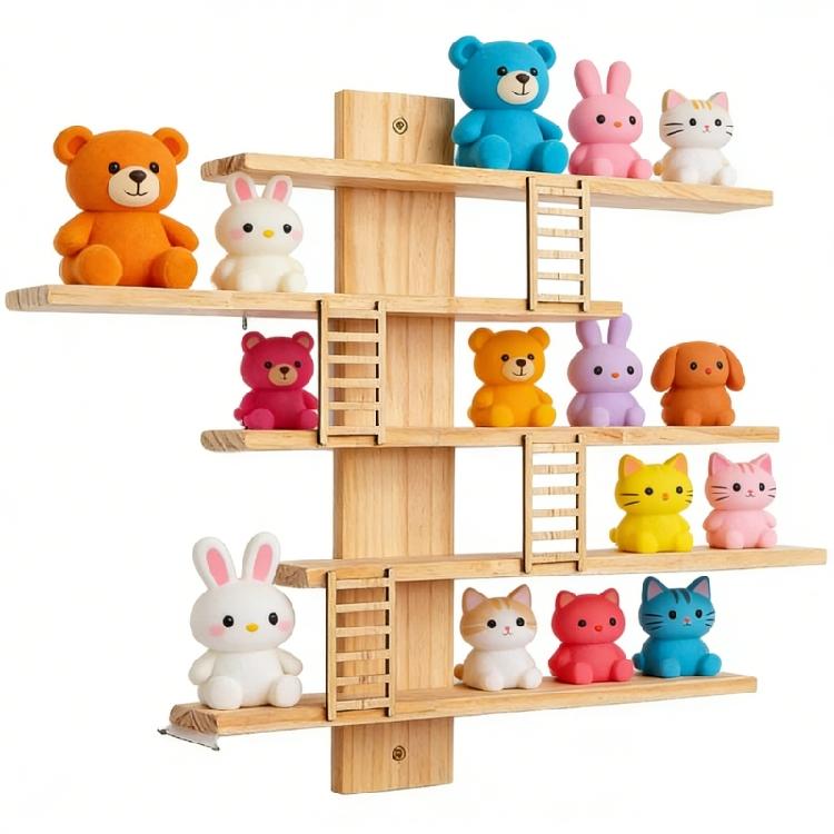 Wooden Wall Shelf For Displaying Dolls And Figures Storage Solution With Natural Aesthetic Multi Tiers Rack