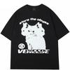 Vintage Oversized Mens TShirt Y2K Anime Cats Graphic Gothic Print Aesthetic Short Sleeve Cotton Top Summer Fashion Clothes Y2k