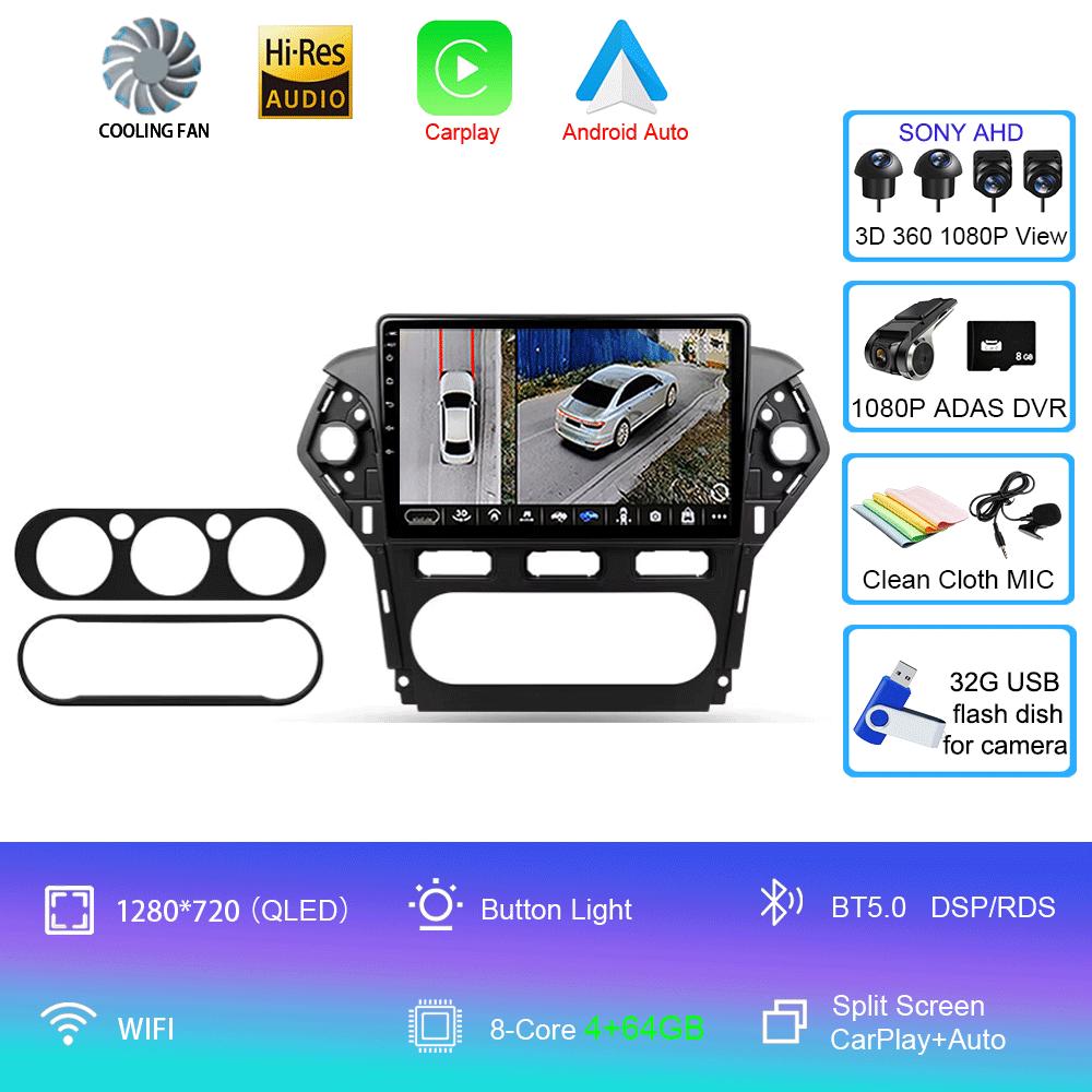 Car Radio Android 14 For Ford Mondeo 4 2010 2011 2012 2013 2014 Carplay Auto Multimedia GPS 360 Camera Player 2 Din Stereo Video
