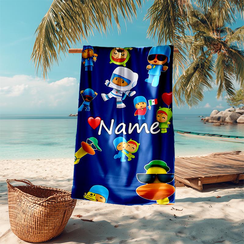 Personalized customized proof beach towel with Pocoyo pattern - soft, absorbent,quick-drying,perfect swimming,camping&bathing
