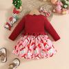 Toddler Girl Christmas Party Dress Set 3-Piece Velvet Cardigan with Headband for Holiday Photo Shoot Outfit