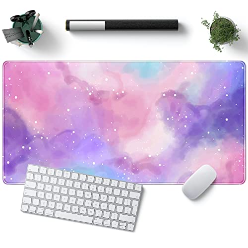 Purple Starry Sky Galaxy cute e-sports mouse pad locking edge non-slip large computer table pad 80x40cm