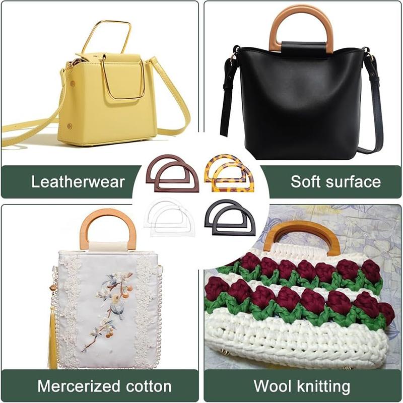 D Shape Purse Handles Resin Purse Handles Decorative Bag Handles Smooth Handbag Handle for Handmade Crochet Bag DIY Supplies