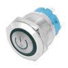 2Pcs 22mm Metal Push Button Switch Flat Head Momentary 4 Pin with Power Light Sign IP65 12 24VDCGreen