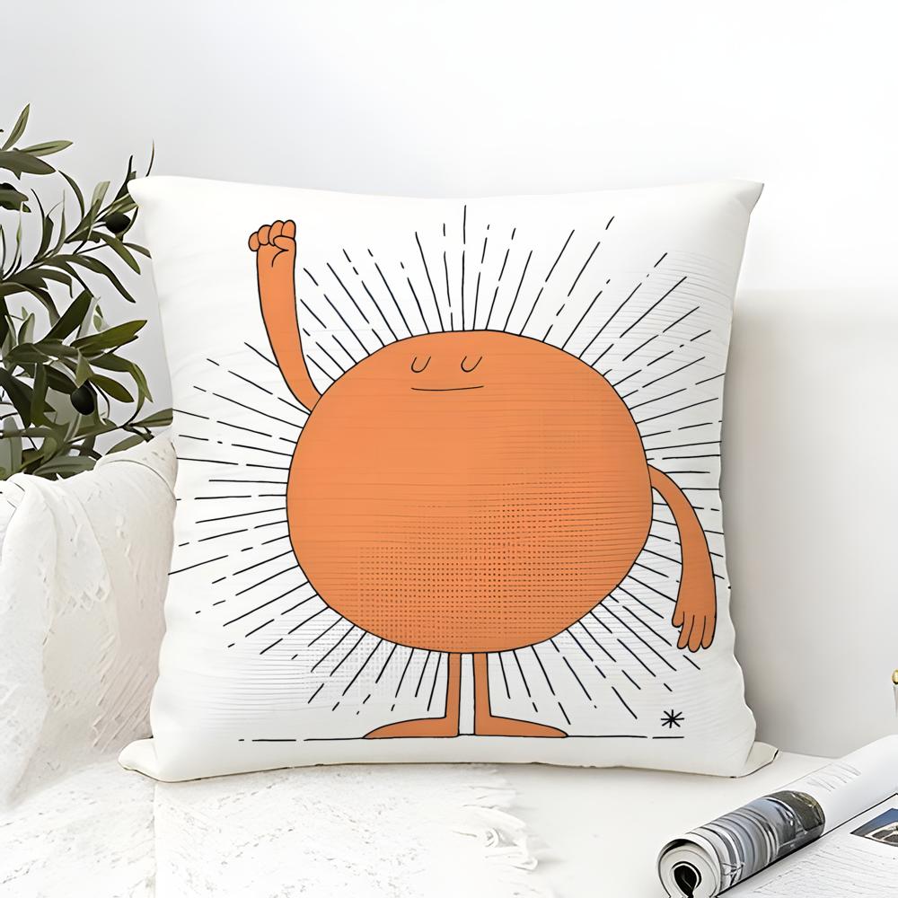 Fun Cartoon School Patterns For Children Pillow Case Cotton Linen Fabric Square Zipper Pillowcase Home Decorative Living Room
