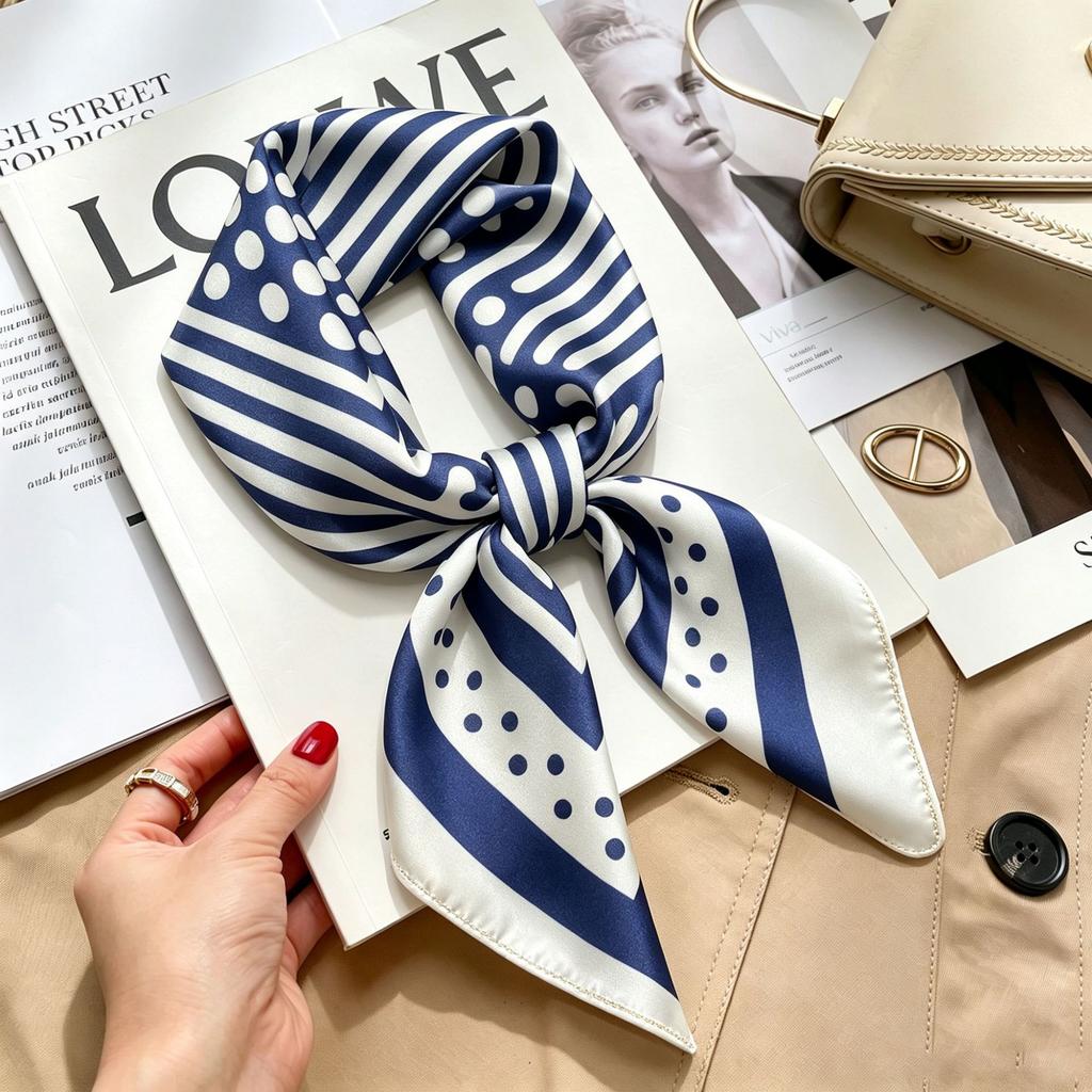 Spring and Autumn thin flight attendant occupation small scarf headscarf small square scarf female foreign style literary Korean versatile cartoon sil