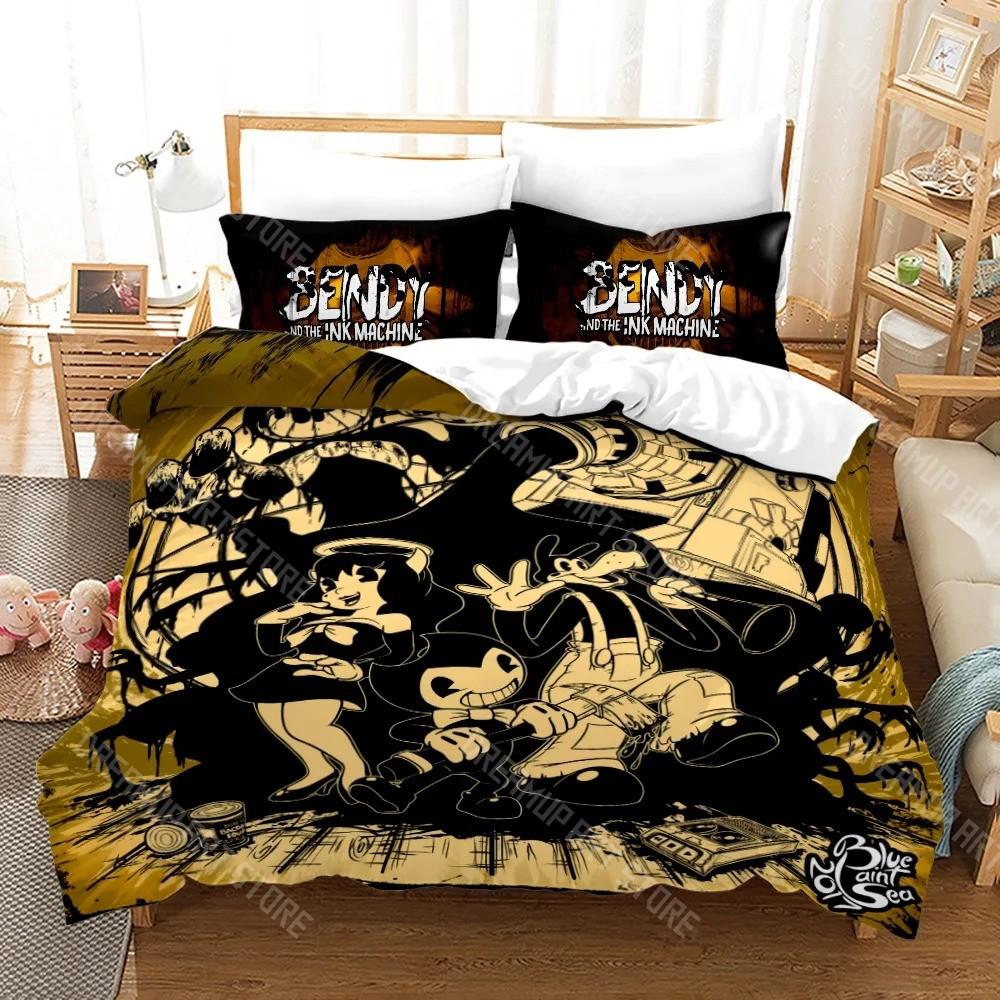 3D Print Anime BENDY Ink Machine Bedding Set Single Twin Full Queen King Size Kawaii Bed Set Adult Kid Bedroom Duvet cover Sets