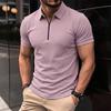 Men's Plus Size Summer Short Sleeve Zipper Polo - Casual, Breathable, High Elastic Pique Mesh Top
