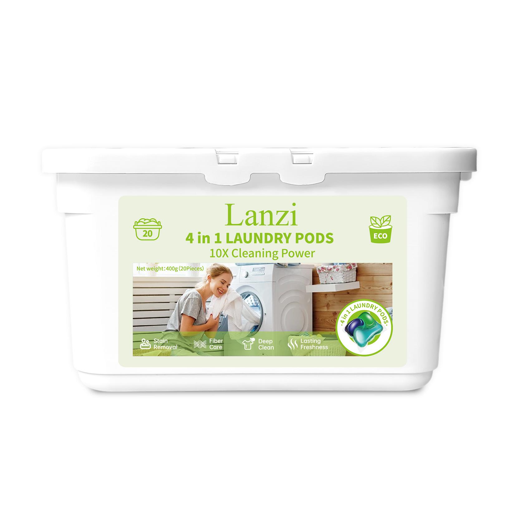 Lanz 5-in-1 Laundry Pods: Deep Clean, Antibacterial, Long-Lasting Fragrance - 20 Pods/Box