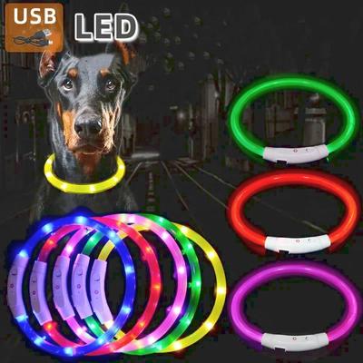 LED světlo na obojek pro psy - USB dobíjecí svítící obojek pro štěně, TPU řezatelný svítící náhrdelník pro psy pro malé a středně velké psy