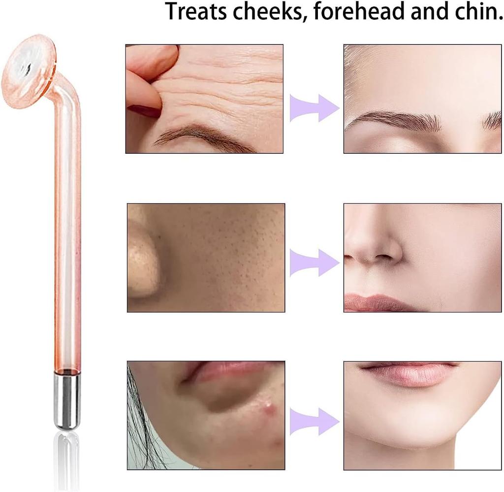 Orange Mushroom Electrode for High Frequency Machine - Facial Glass Tube for Cheeks, Jawline & Forehead, Portable Skin Care Tool