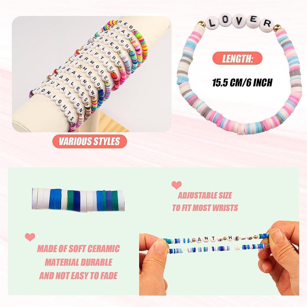 Carede Vriendschapsarmbanden, TS Geïnspireerde Armbandenset, Lover Swiftie Armbanden Voor Vrouwen En Meisjes Speaknow Red Evermore ERAS Armbanden, Pak Van 12