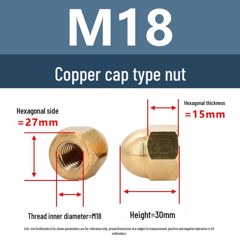 Yigu Brass Hexagonal Cap Nuts and Screws - M3, M4, M5 Decorative Ball Head