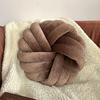 Modern Minimalist Velvet Round Throw Pillow With Knotted Design For Living Room Decor
