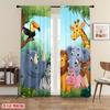 JIT 2pcs Cartoon Animals Printed Curtains   Room Darkening   Polyester   Kids Room Window Decor   Rod Pocket Curtains