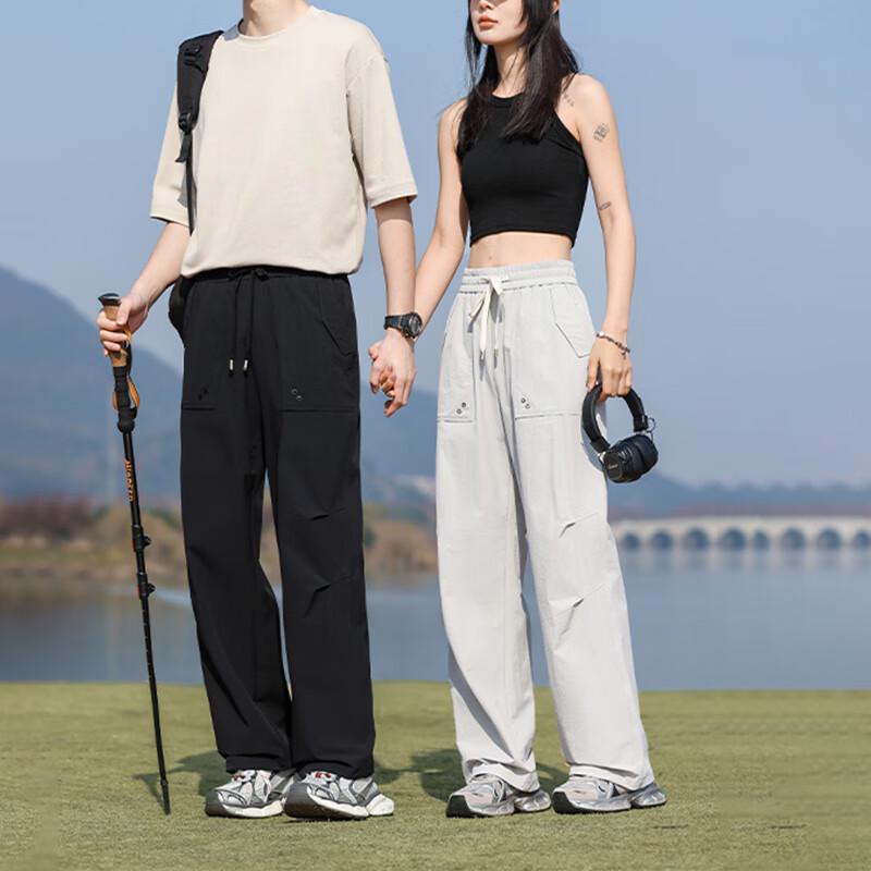 YALU Unisex Anti-Pilling Multi-Pocket Parachute Cargo Pants