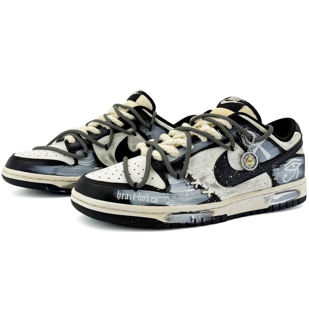Nike Dunk Suixin, Mysterious Pharaoh Coverage Cushioning Low Top Skateboard Shoes Unisex Black White HF5441-100(Team45-)